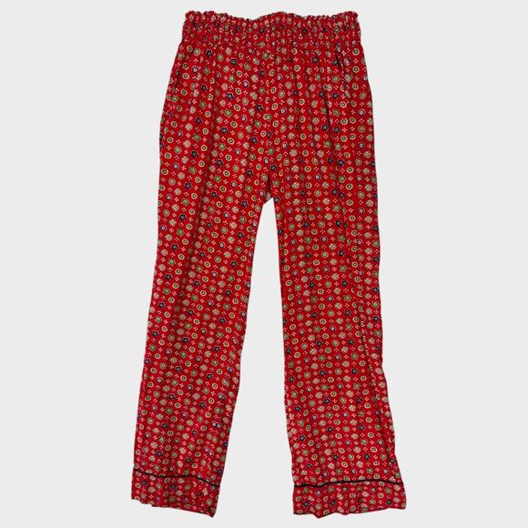 Aerie Small Red Green Mulitcolor Patterned Pants 100% Polyester with Pockets - Picture 4 of 11